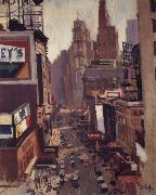 George Oberteuffer Times Square oil on canvas